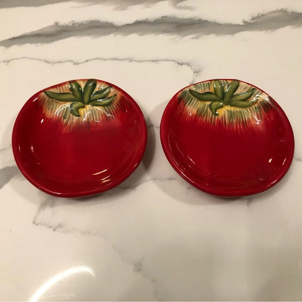 Pier 1 Imports Ironstone Pea Pod Small Serving Dish & 2 Tomato dipping dishes